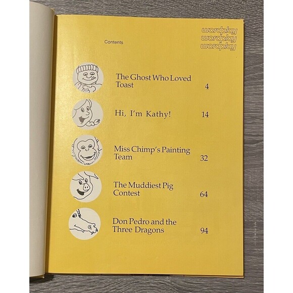 The Yellow Book of Wordplay Stories 1977 Susan Batko Hardback Vintage GOOD - Picture 6 of 9